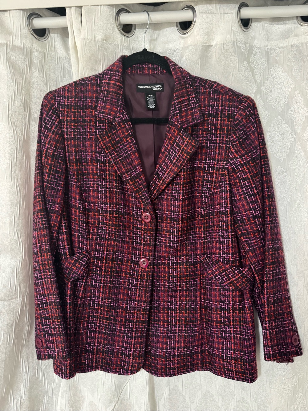 Norton McNaughton burgundy& Black Tweed Blazer Jacket